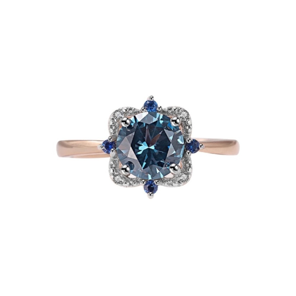 14k 925 London Blue Topaz Diamond Vintage Ring